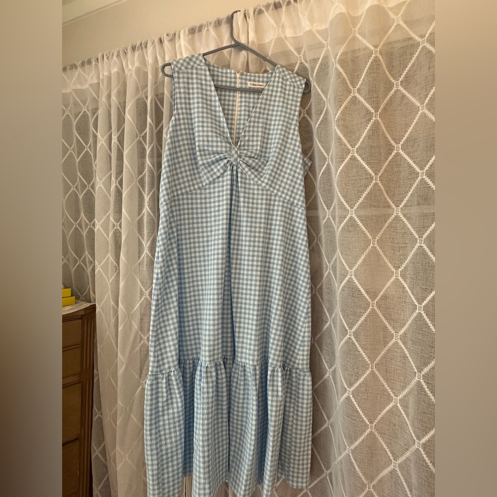 Calvin Klein Blue and White Checkered Dress
